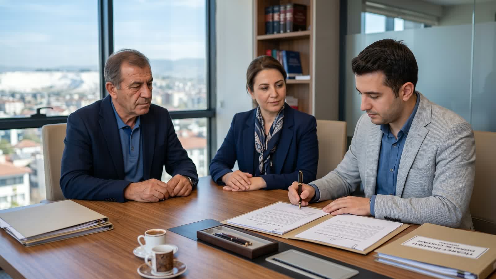 Aile bireyleri tereke belgelerini avukatla değerlendiriyor