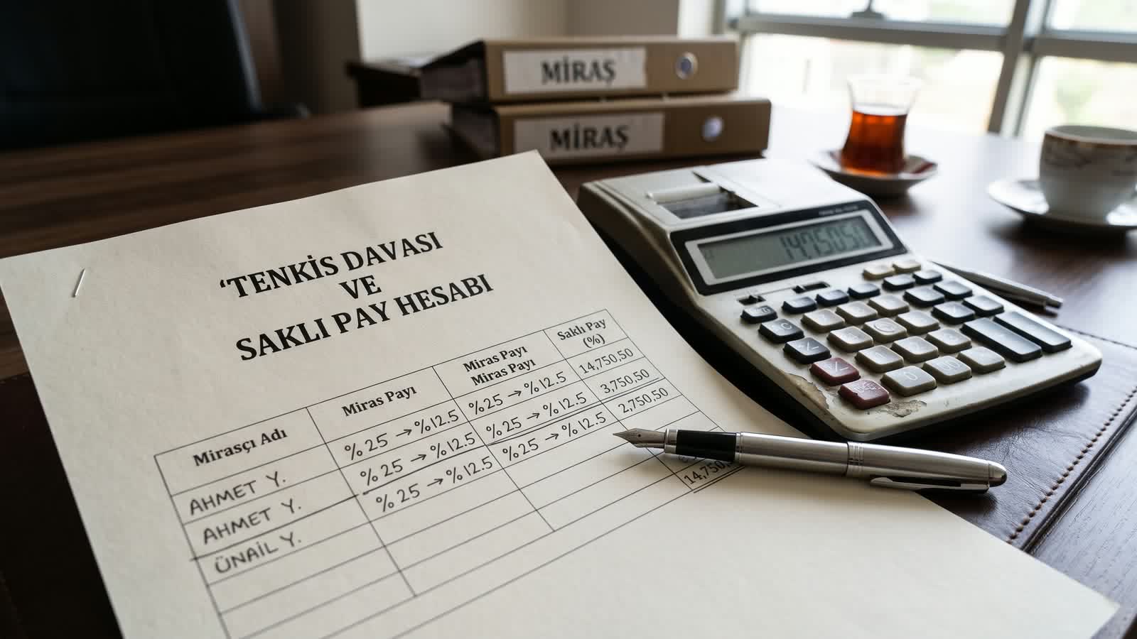 Tenkis davası ve saklı pay hesabı tablosu